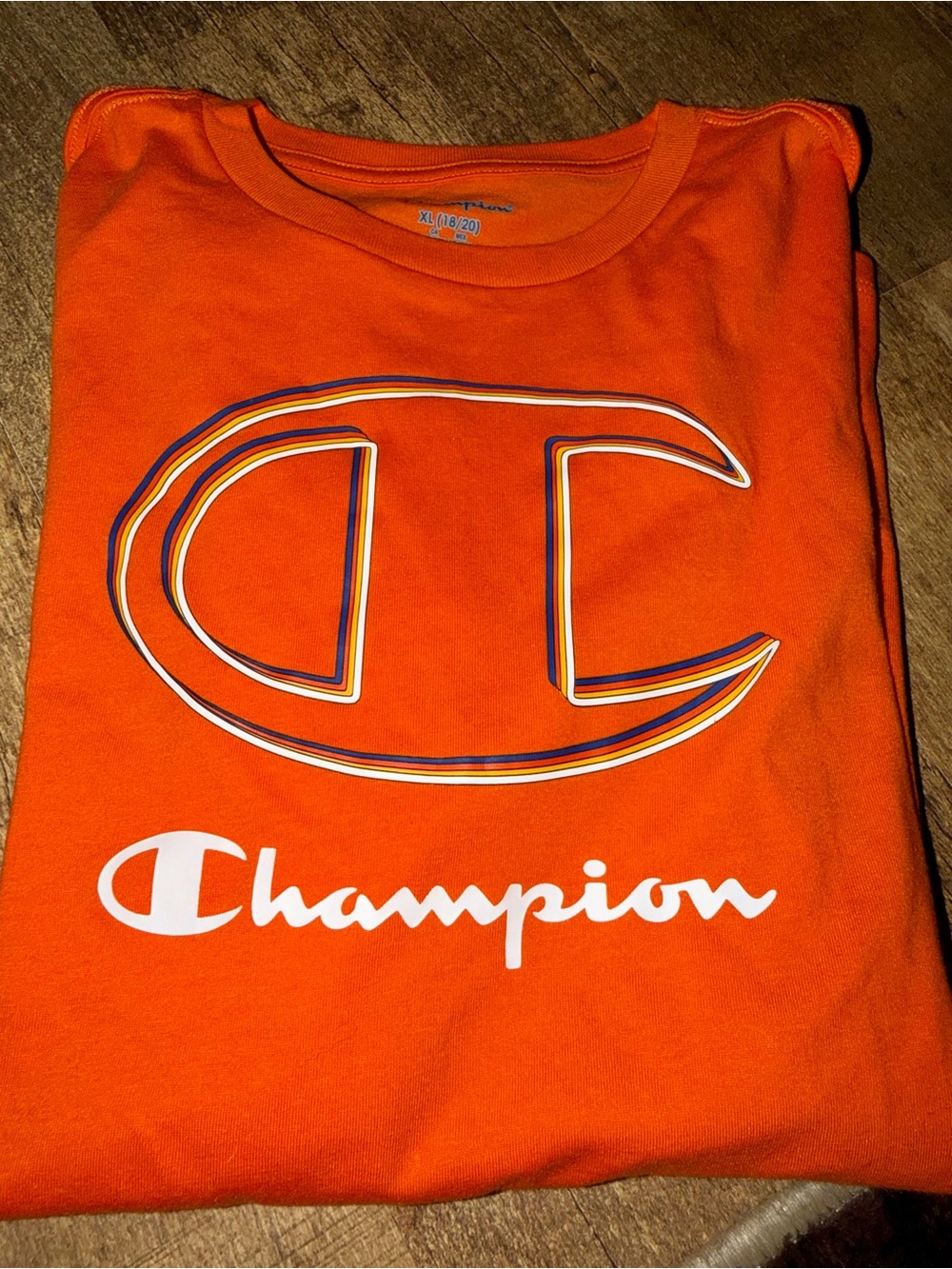 Champion Bold Multicolor Trim Orange Tee